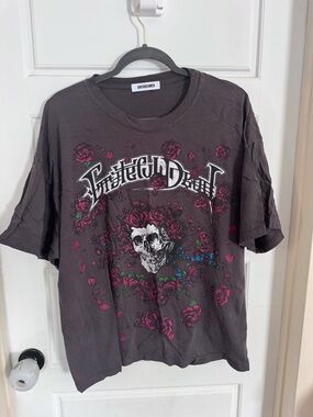 Daydreamer Black Graphic Skull Rose T-Shirt